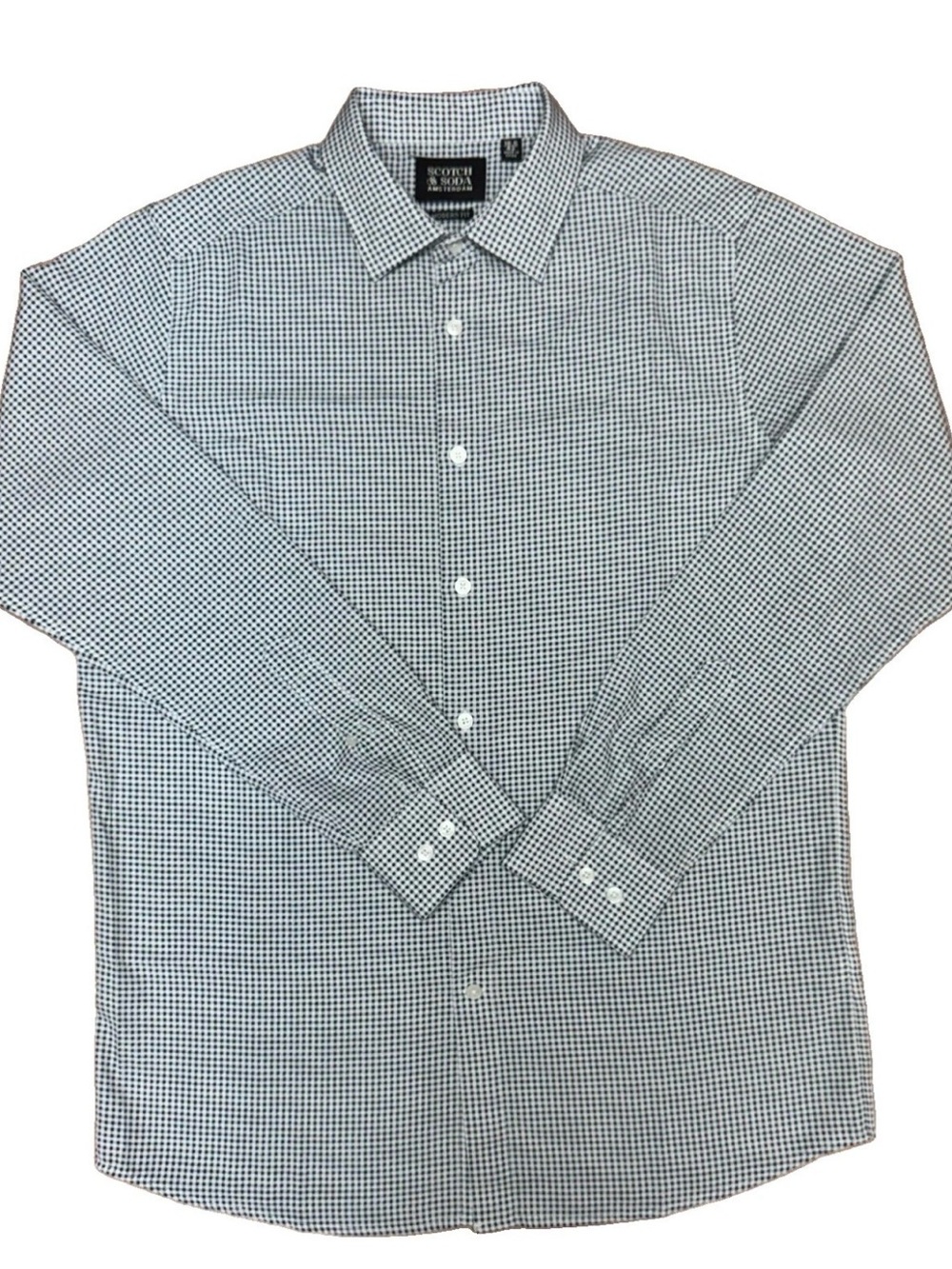 Scotch & Soda Black and White Micro Check Dress Shirt 16.5 42 #1168